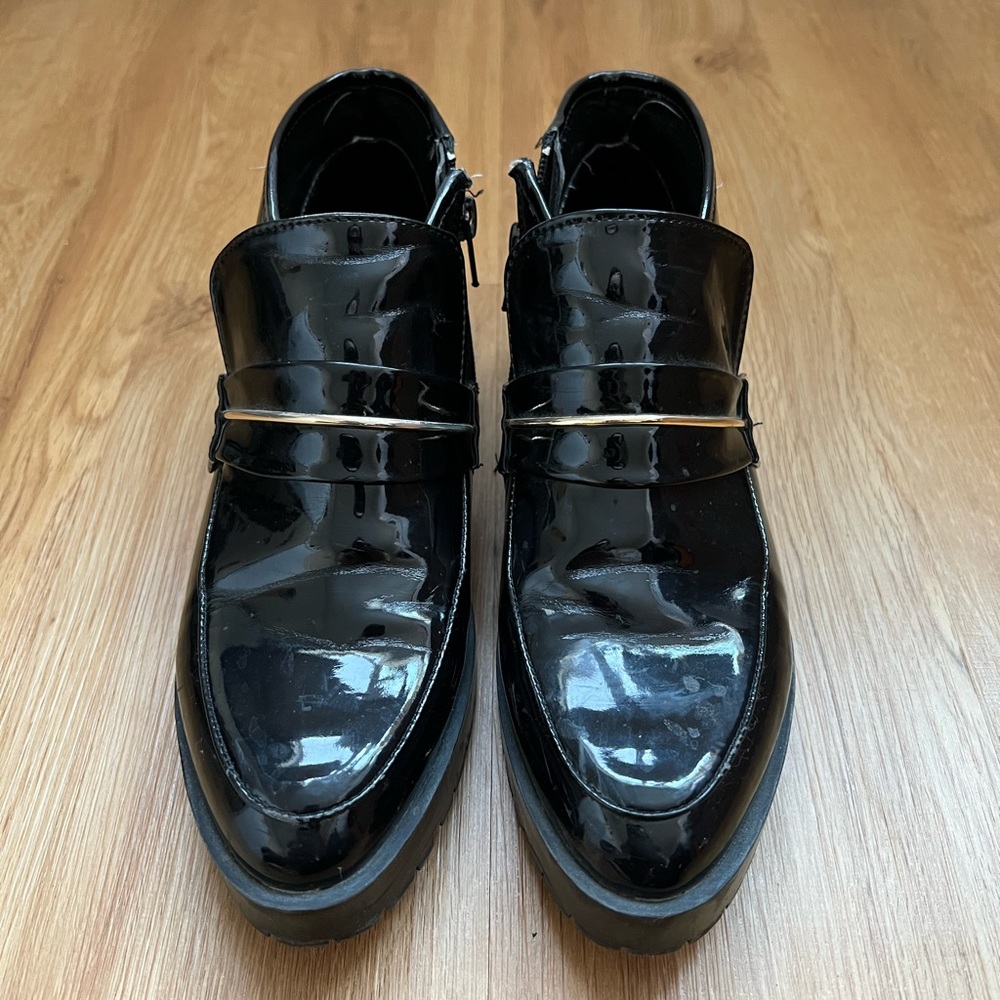 Zara patent leather ankle booties/loafers